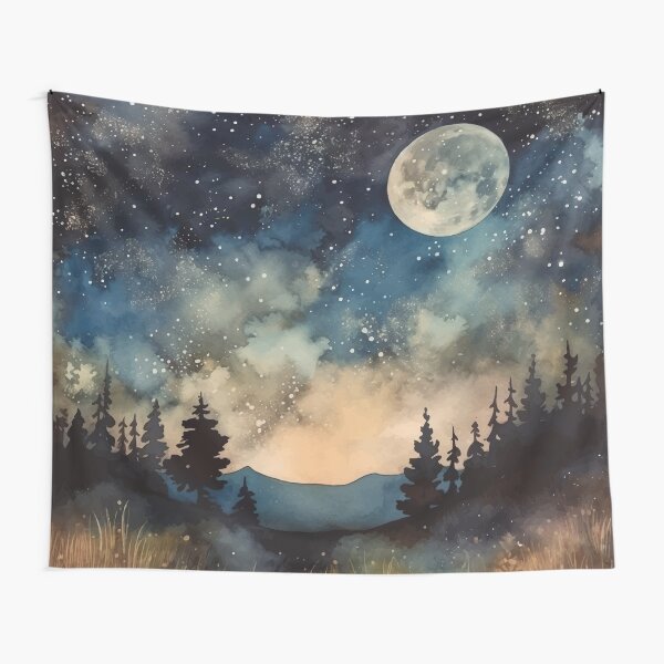Moonlit Landscape Tapestries for Sale Redbubble