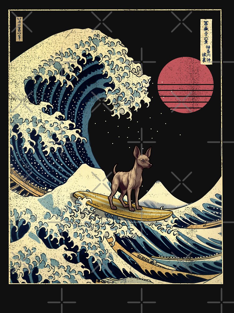 Imagen 7 de 7, Camiseta clásica con la obra Xoloitzcuintli Xolo Kanagawa Japanese Surfing Wave, diseñada y vendida por rafaeltto.