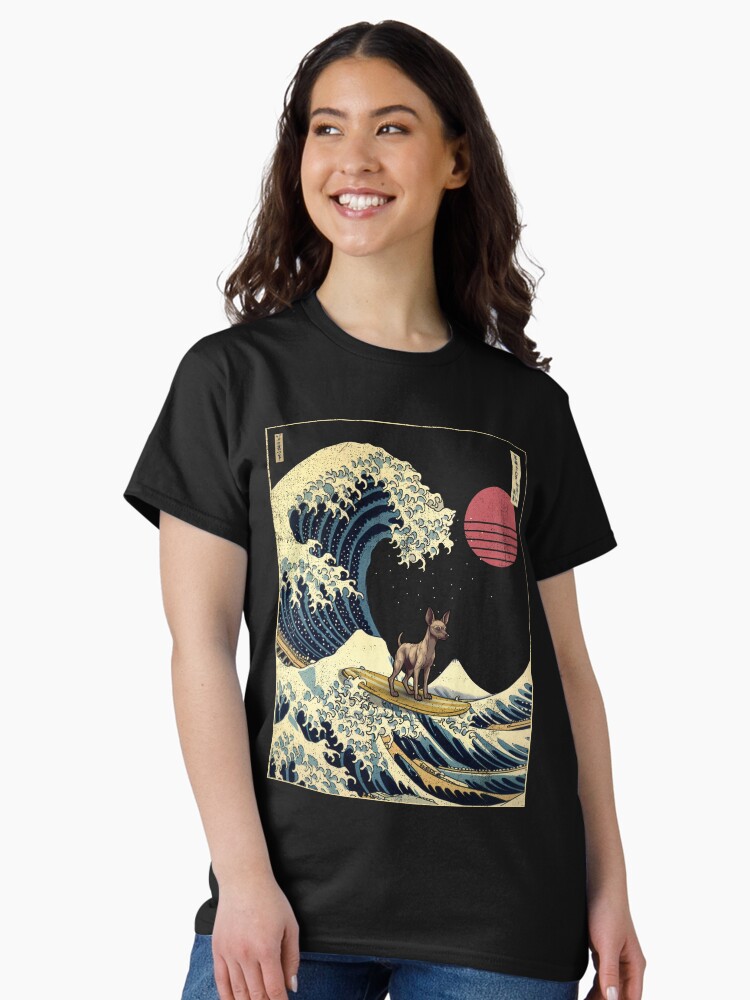 Imagen 1 de 7, Camiseta clásica con la obra Xoloitzcuintli Xolo Kanagawa Japanese Surfing Wave, diseñada y vendida por rafaeltto.