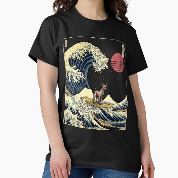 Vista previa del artículo con la obra «Xoloitzcuintli Xolo Kanagawa Japanese Surfing Wave», diseñado y vendido por rafaeltto.