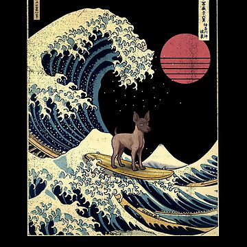 Imagen de la obra Xoloitzcuintli Xolo Kanagawa Japanese Surfing Wave de rafaeltto
