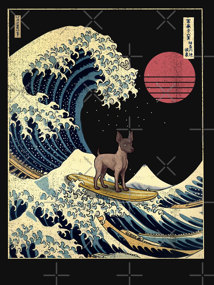 Imagen 7 de 7, Camiseta clásica con la obra Xoloitzcuintli Xolo Kanagawa Japanese Surfing Wave, diseñada y vendida por rafaeltto.