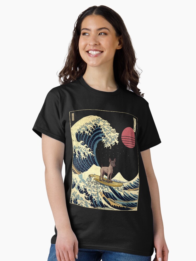 Imagen 2 de 7, Camiseta clásica con la obra Xoloitzcuintli Xolo Kanagawa Japanese Surfing Wave, diseñada y vendida por rafaeltto.