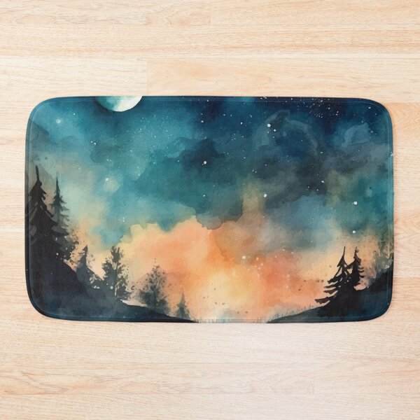 Item preview, A Starry Night out in Nature with a Full Moon - Boho Watercolor Night Sky designed and sold by GVRDesign.
