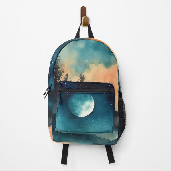 Item preview, A Starry Night out in Nature with a Full Moon - Boho Watercolor Night Sky designed and sold by GVRDesign.