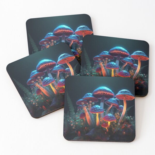 Item preview, Neon Lighted Mushroom Toadstools In the Forest COOL designed and sold by BrandonArtWorld.