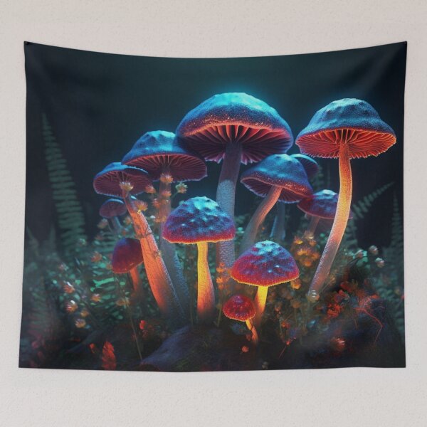 Item preview, Neon Lighted Mushroom Toadstools In the Forest COOL designed and sold by BrandonArtWorld.