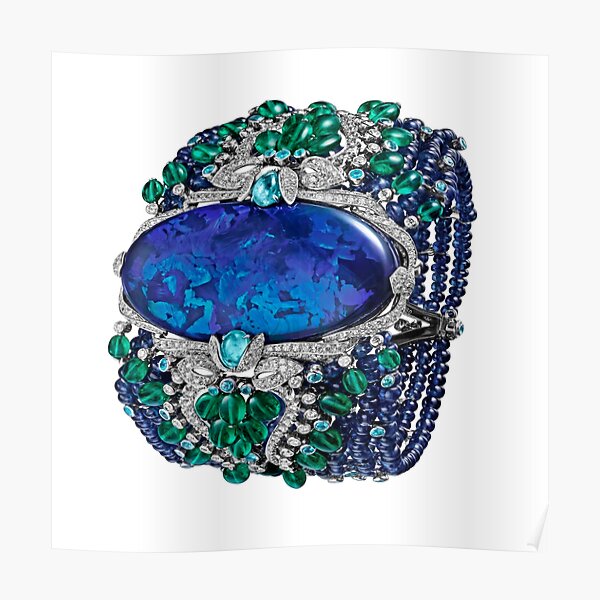 HIGH JEWELRY BRACELET ... Platinum, opal, sapphires, emeralds, Paraiba tourmalines Poster