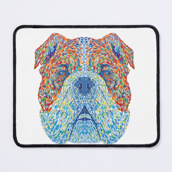 Item preview, English Bulldog or British Bulldog Head Front View Pointillist Impressionist Pop Art Style designed and sold by patrimonio.