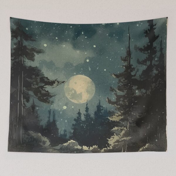 Item preview, A Full Moon in the Forest - Boho Watercolor Night Sky designed and sold by GVRDesign.