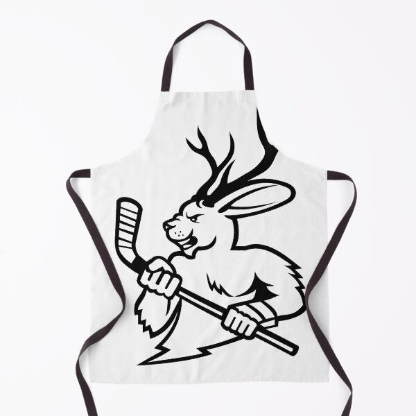 Item preview, Jackalope With Ice Hockey Stick Mascot Black and White designed and sold by patrimonio.