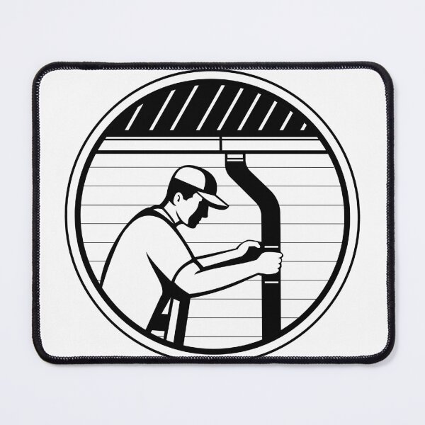 Item preview, Roof Plumber or Roof Contractor Installing Gutters Downpipes Circle Retro designed and sold by patrimonio.