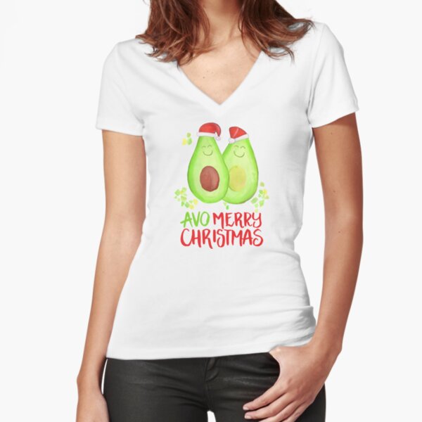 Avocado - Avo Merry Christmas Fitted V-Neck T-Shirt