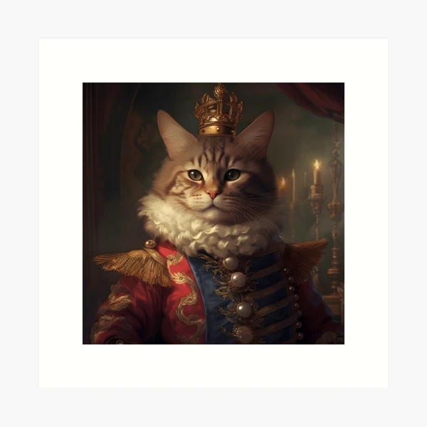 King Cat Painting Prince Anakin The Two Legged Royal Cat Regal Fantasy Cat shops Art Limited Edition Canvas Print 11x14 Art For Cat Lover