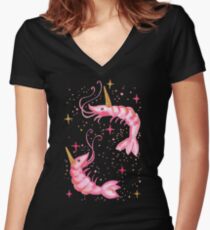 Uni-Prawn In Space - Black Women's Fitted V-Neck T-Shirt
