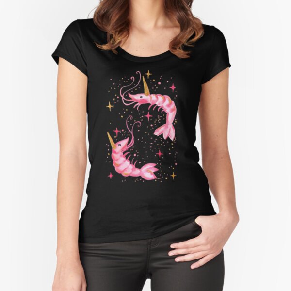 Uni-Prawn In Space | Black Fitted Scoop T-Shirt