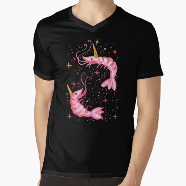 Uni-Prawn In Space | Black V-Neck T-Shirt