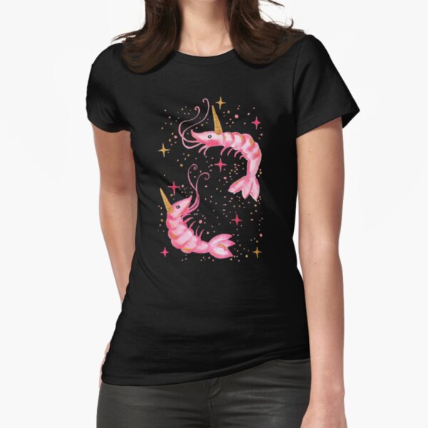Uni-Prawn In Space | Black Fitted T-Shirt