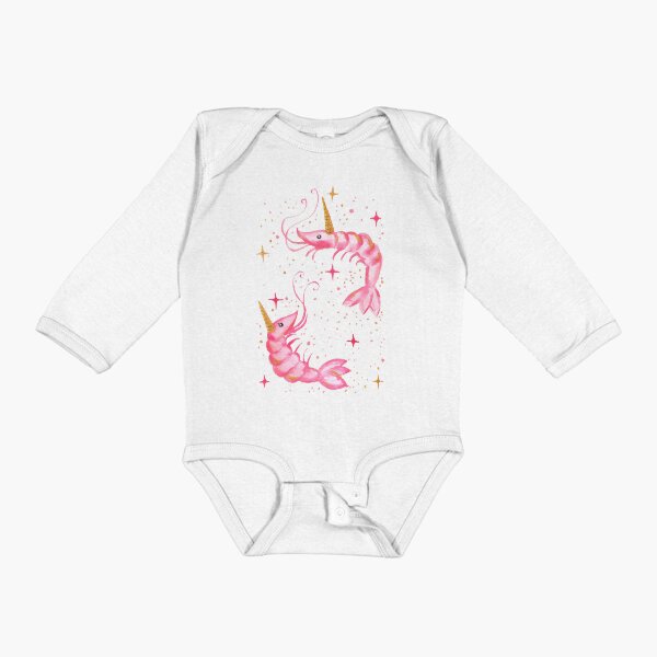 Uni-Prawn In Space | Black Long Sleeve Baby One-Piece