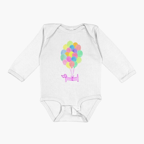 Pup Pup and Away! | Watercolour | Pink Long Sleeve Baby One-Piece