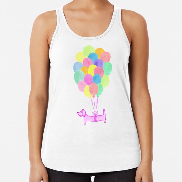 Pup Pup and Away! - Pink Racerback Tank Top
