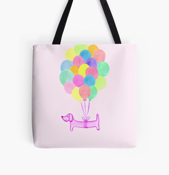 Pup Pup and Away! - Pink All Over Print Tote Bag