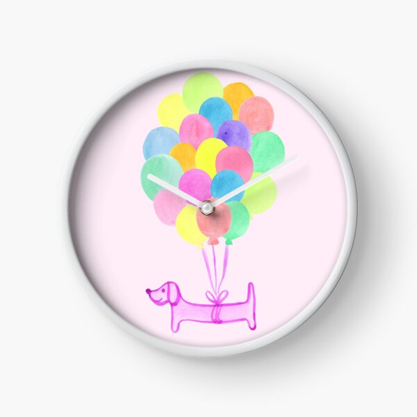 Pup Pup and Away! | Watercolour | Pink Clock