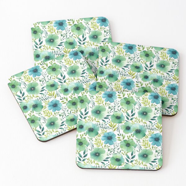 Item preview, Green watercolour floral pattern  designed and sold by florallover444.