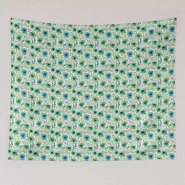 Item preview, Green watercolour floral pattern  designed and sold by florallover444.