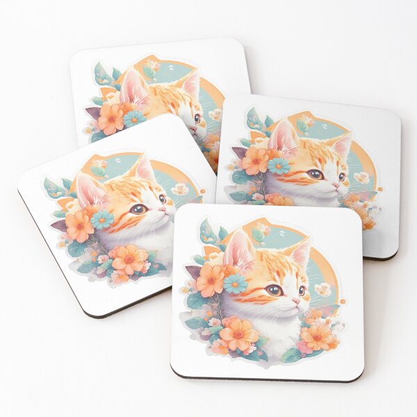 Item preview, cute little cat on flower sticker designed and sold by Aek-LP.