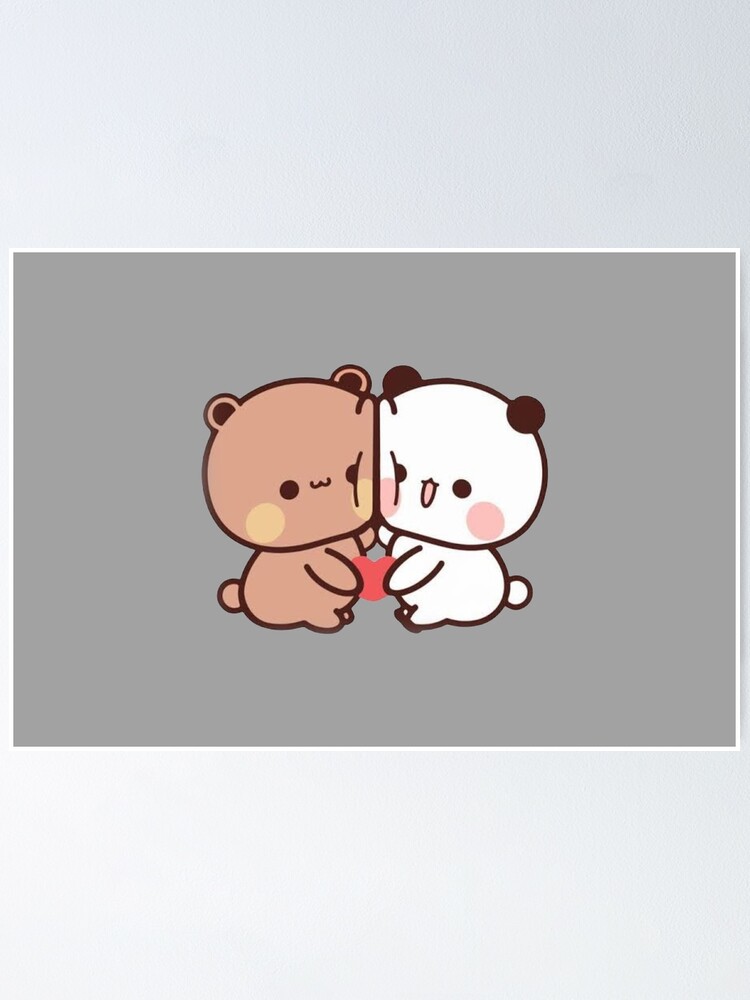 Cute Milk Mocha Bear Dream Lovers Love Hugs Kisses Valentine Poster