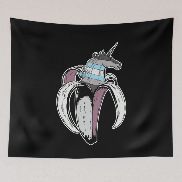 Item preview, Demiboy Unicorn Banana LGBT Pride Flag designed and sold by Clara Hollins.