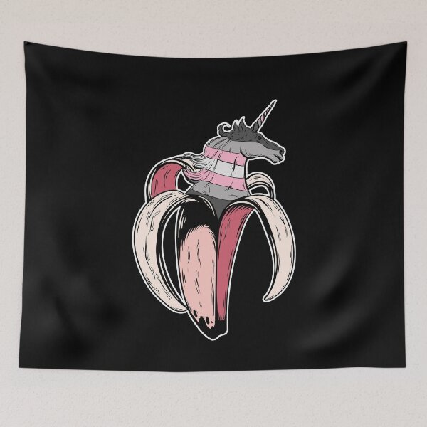 Item preview, Demigirl Unicorn Banana LGBT Pride Flag designed and sold by Clara Hollins.