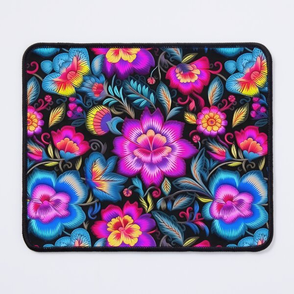 Item preview, Vibrant floral pattern in the style of embroidery designed and sold by ArtfulVixen.
