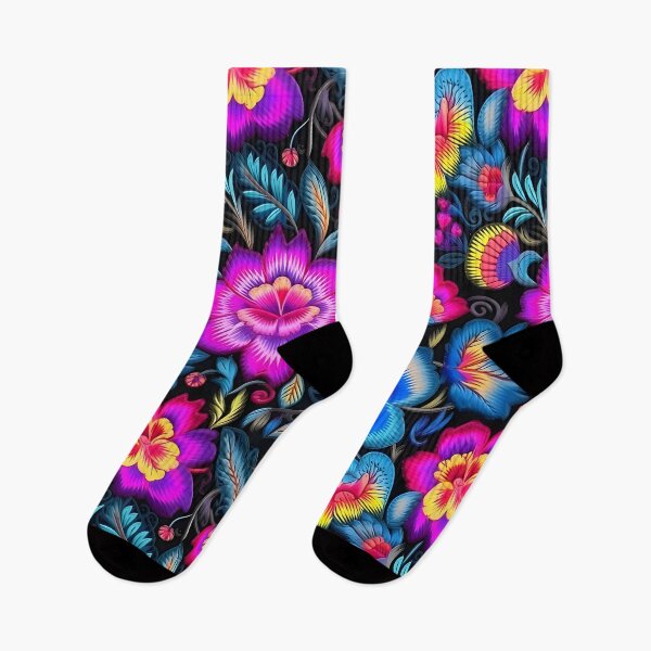 Item preview, Vibrant floral pattern in the style of embroidery designed and sold by ArtfulVixen.