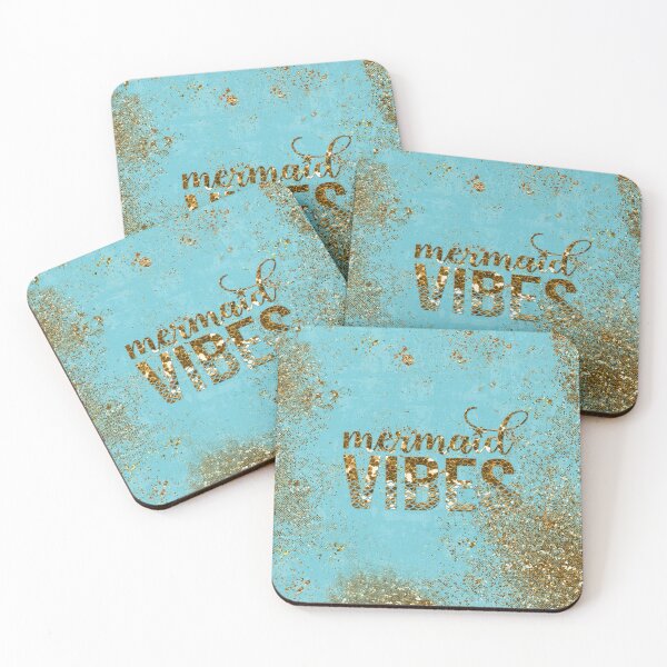 Item preview, Mermaid Vibes- Gold Glitter Typography on Teal Texture designed and sold by UtArt.