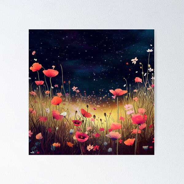Item preview, Enchanted Wild Flowers in the Moonlight Cool Mesmerizing designed and sold by BrandonArtWorld.