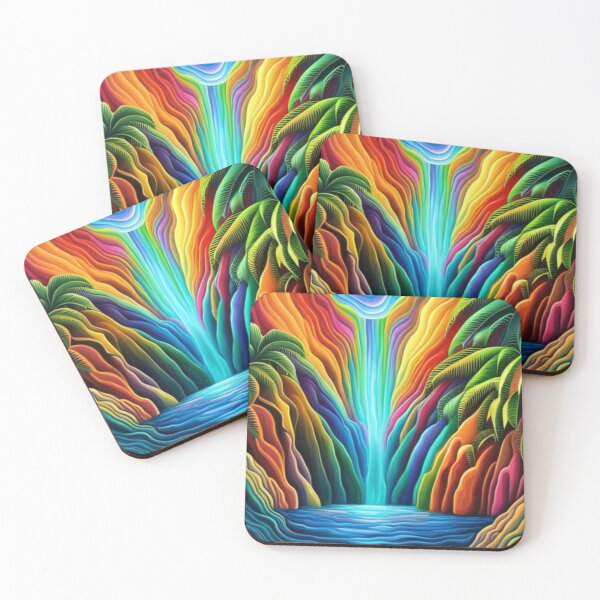 Item preview, Modern Tropical Rainbow Waterfall designed and sold by EpicFoxArt.
