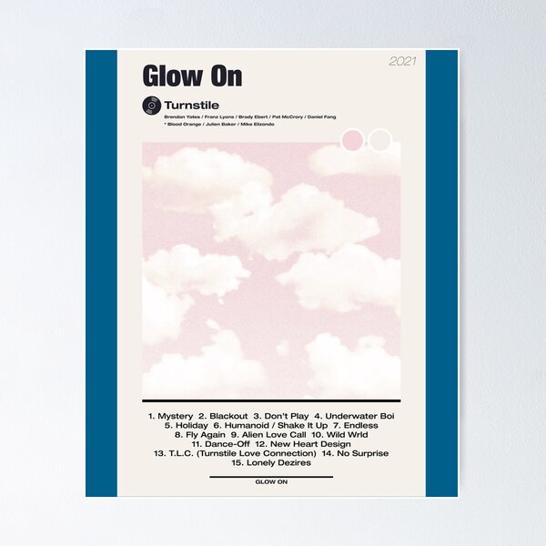Item preview, Affiche de la liste des chansons de GLOW ON Turnstile designed and sold by KrisVidrine.