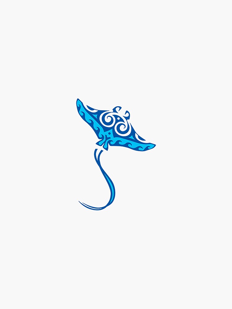 Turquoise tattoo style manta ray