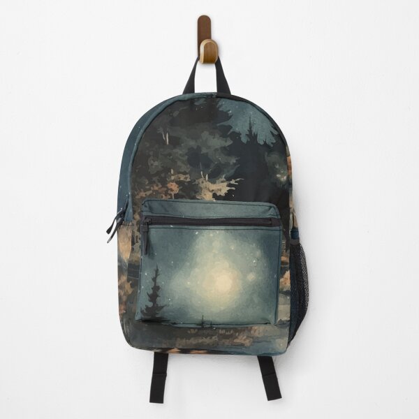 Item preview, Cabins by a River Under a Moon Lit Sky in The Woods - Boho Watercolor Night Sky designed and sold by GVRDesign.