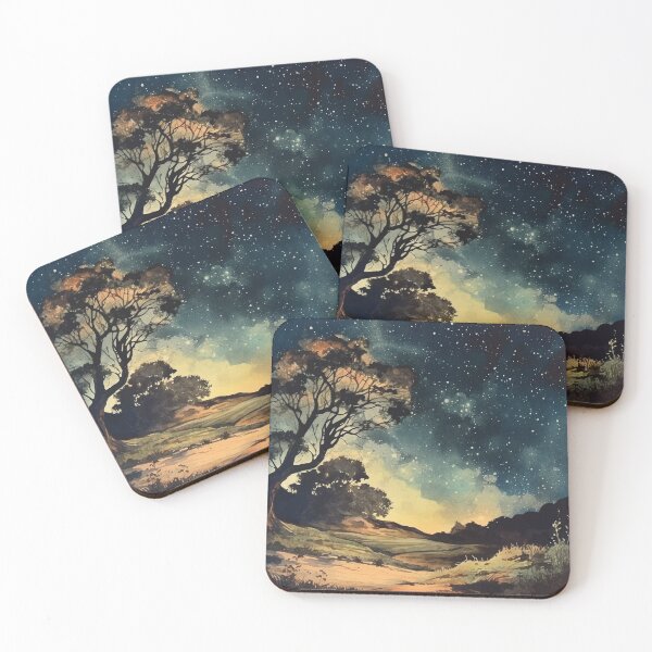 Item preview, A Star Filled Glowing Night in the Forest - Boho Watercolor Night Sky designed and sold by GVRDesign.