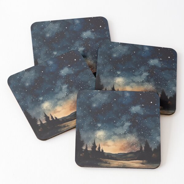 Item preview, A Ethereal Moonlit Night Over a Landscape - Boho Watercolor Night Sky designed and sold by GVRDesign.