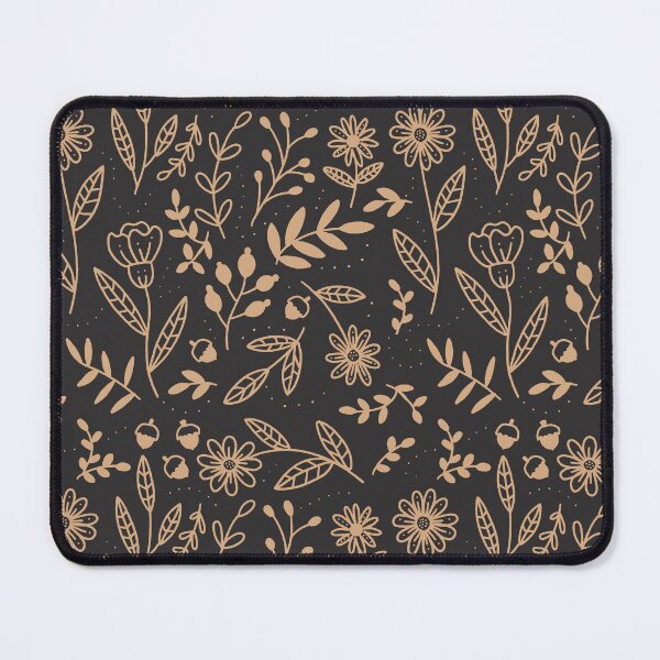 Item preview, Floral fall themed pattern gold on grey background designed and sold by The Plotted Plant.