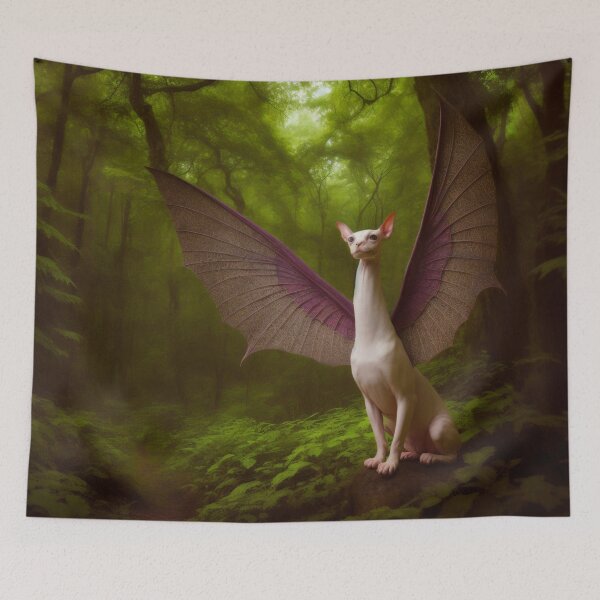 Item preview, Long Necked Dragon Cat in the Forest designed and sold by Lava Tigers Art.