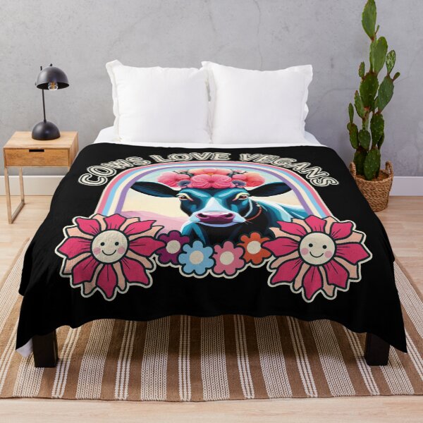 Item preview, Cows Love Vegans Vegan Black Angus Cow Lover Floral Flower Crown Animal Rights Ver1 designed and sold by thecatcouch.