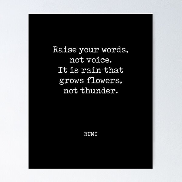 Item preview, Rumi Quote 07 - Raise your words, not voice - Typewriter Print - Black designed and sold by Studio Grafiikka.