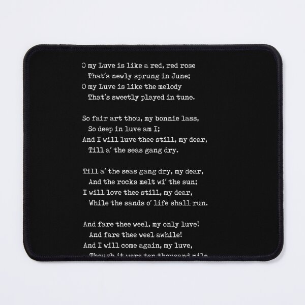 Item preview, A Red, Red Rose - Robert Burns Poem - Literature - Typewriter Print 1 - Black designed and sold by Studio Grafiikka.