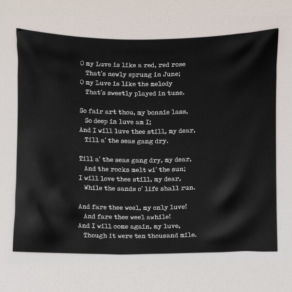 Artikelvorschau, A Red, Red Rose - Robert Burns Poem - Literature - Typewriter Print 1 - Black entworfen und verkauft von Studio Grafiikka.
