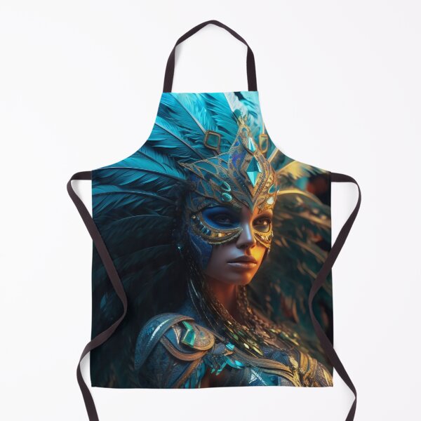 Item preview, Enigmatic Elegance: A Vibrant Digital Portrait of a Masked Woman Adorned with Peacock Feathers designed and sold by oanaunciuleanu.